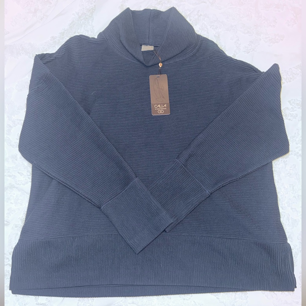 CALIA by Carrie Underwood 1X NWY Navy textured Shirt